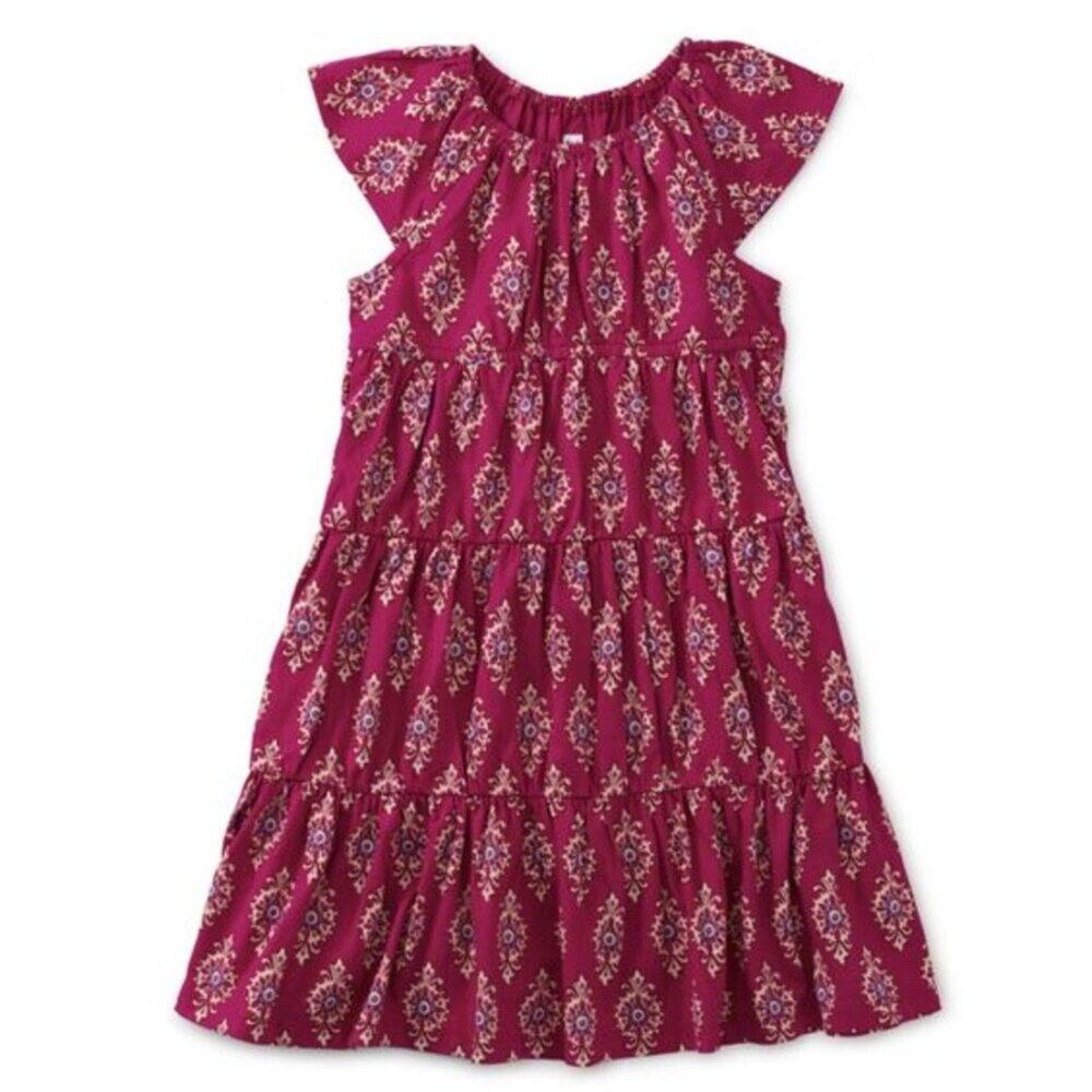 Tea Collection Indian Wood Block Flutter Sleeve Tiered Dress, 2 - NWT